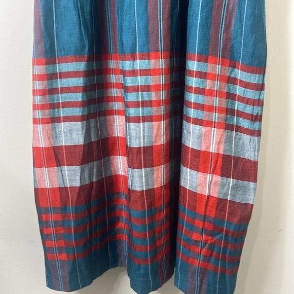 NWT ANN TAYLOR Teal Red Plaid Halter Dress Size 10 - Picture 12 of 16
